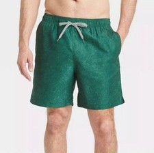 NEW NWT Mens Sz XL Green Built In Mesh Brief Elastic Waist Swim Shorts Trunks