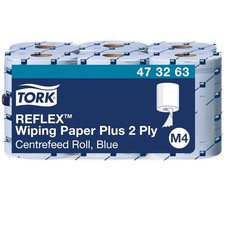 Tork Reflex Centrefeed Wiping Paper Tissue 2Ply Blue 473263 6 Hand Towels