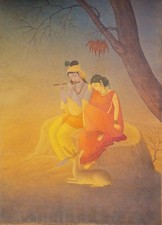 Certified watercolour Wash on paper Painting By artist ABDUR REHMAN CHUGHTAI