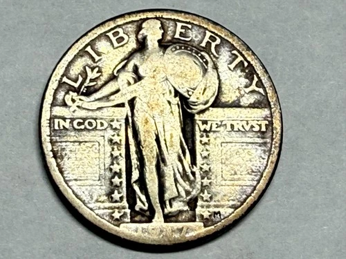 1917 type 2 STANDING LIBERTY silver U.S. QUARTER. VG. #q1