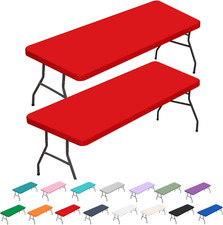 2 Pack Rectangle Fitted Table Covers for 6 Foot Tables   30" X 72" Stretchy Span