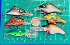 VTG LOT 6 MANN CRANKBAITS MANN’S LURES RATTLES RAZORBACK 10+ DEEP DIVER MIDGET