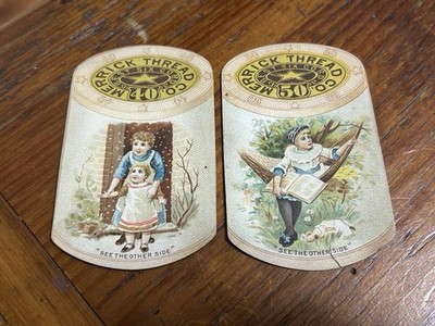 2 1889 Merrick Thread CO Spool Shaped Trade Card Calendars