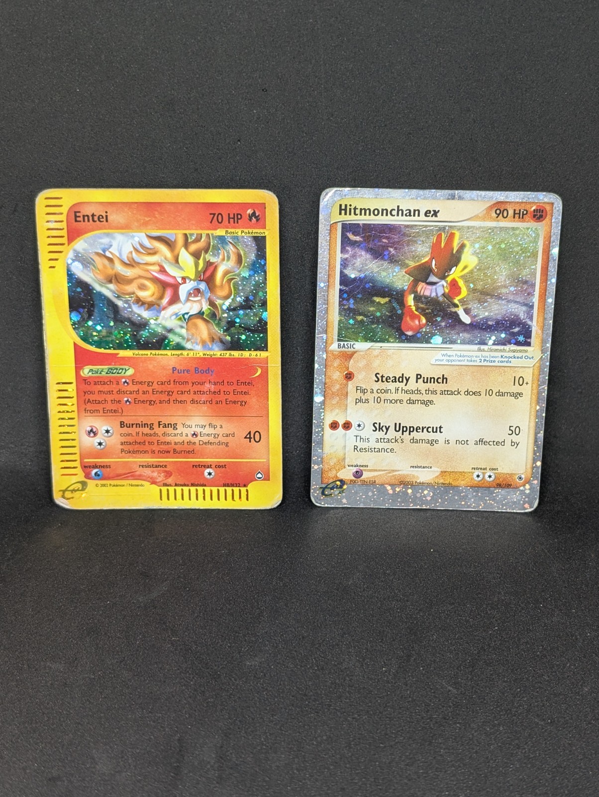 Pokémon Entei AQUAPOLIS Inked POOR, Hitmonchan Ex Rubino&Zaffiro POOR,Holo Rare
