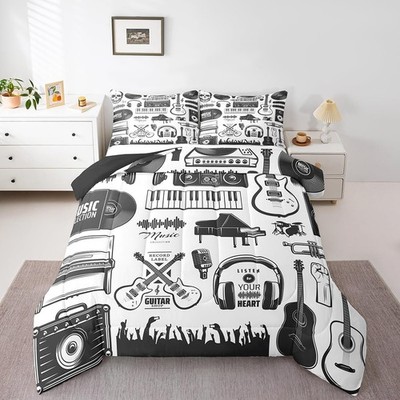 Erosebridal Classical Piano Bedding Set Musical Instruments Comforter Set Twi...