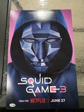 Lee Byung-hun Signed Squid Game 12x18 Poster FrontMan Autograph COA JSA