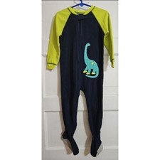 CARTER'S Blue and Green Dinosaur Fleece Blanket Sleeper Pajamas Boys Size 3T