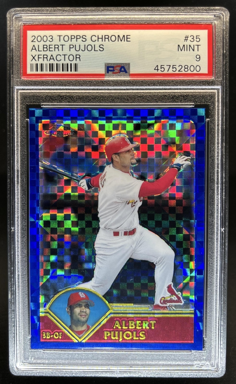 2003 Topps Chrome Albert Pujols XFractor #/50 PSA 9 Cardinals view 1