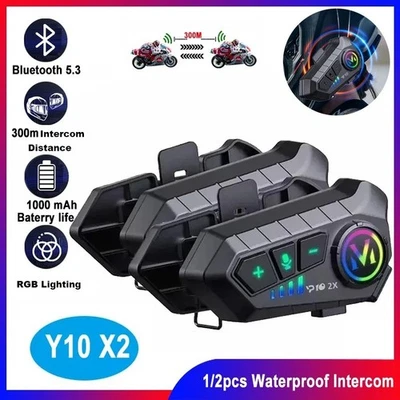 Interfono Moto Coppia Casco Bluetooth Auricolare Impermeabile Per Chiamate 2PZ - Immagine 1 di 4