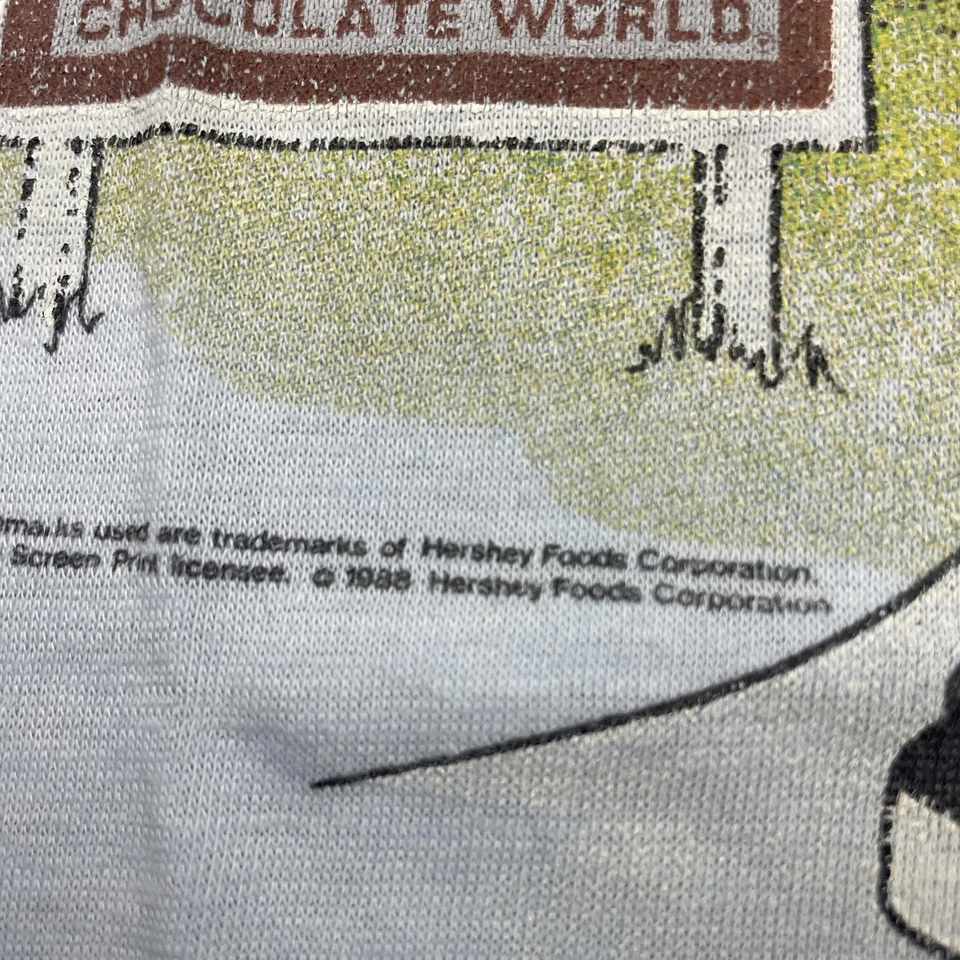 Camisa De Colección Hershey's Chocolate World Para Hombre Grande Blanco Pato Gráfico Besos Años 80 Foto 3 de 4