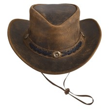 Real Leather Cowboy Hat men  women Western Style Crazy Horse Tan Brown hat