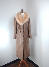vintage 70s suede afghan coat mongolian lamb collar penny lane shearling 44