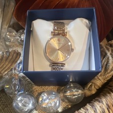 Rose Gold Tone Analog Womens Dress Watch, Bracelet Band, Sunburst Dial w/ Box