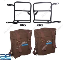Brown Pannier Bags With Fitting For Royal Enfield New Classic Reborn 350 @RE