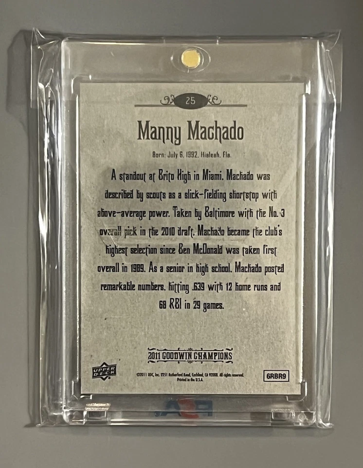 MANNY MACHADO 💎 2011✨ROOKIE✨CARD FUTURE HOF GREAT!!!GC/UD - Image 2 of 2
