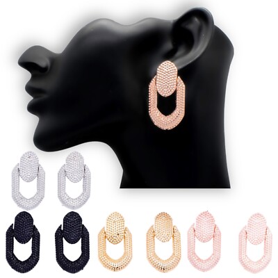 Rechteckige Ohrringe in Punktform Statement Rosegold Silber Ohrstecker Metall Tropfen Boho