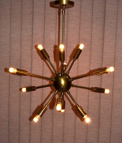 Classic Mid Century Modern polished Brass Sputnik atomic chandelier Home Decor - Picture 4 of 7