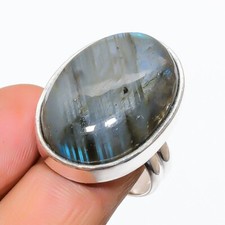 Fire Labradorite Gemstone Handmade 925 Sterling Silver Jewelry Ring Sz 7 US