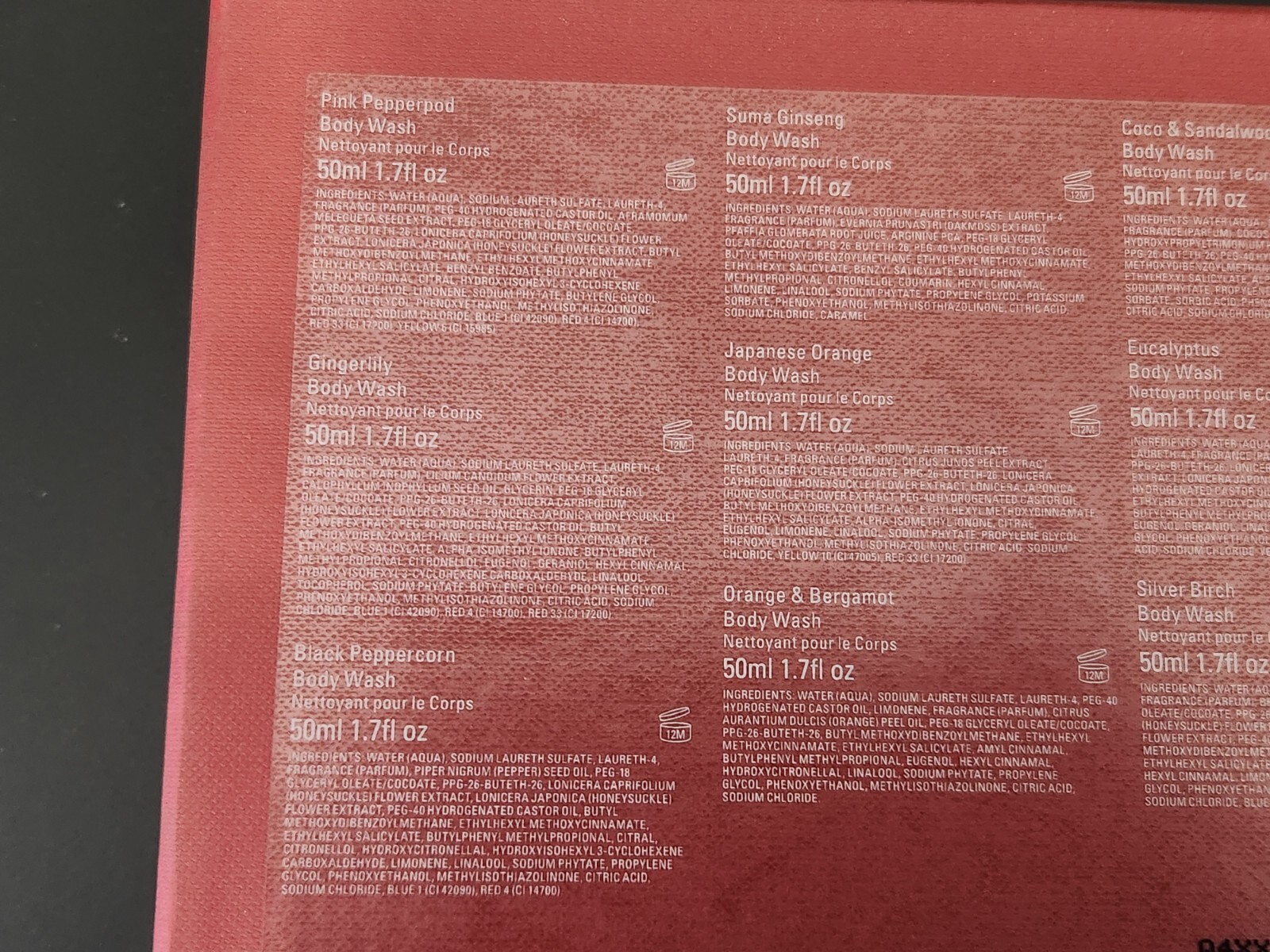 Molton Brown Bath & Shower Gel Gift Set X 10 50ml Bottles Unused G/A