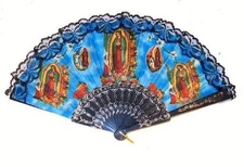 12 GUADELOUPE LACE HAND HELD FAN womens pocket purse fan NEW RELIGIOUS ITEM
