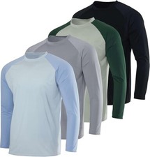 Real Essentials 4-PK Boys Long Sleeve Rash Guard Shirt Swimwear UPF Sun L Set 7