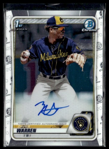 2020 Bowman Draft Chrome Pick Autographs Zavier Warren Auto Milwaukee ...