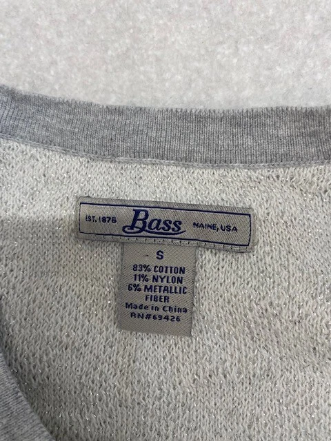 Suéter para mujer Bass suéter blanco tejido cuello redondo gris mangas largas talla pequeña Foto 3 de 4