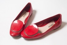 MIU MIU Womens Red Leather Ballet Flats Shoes Size EU 36 1/2 / US 6.5