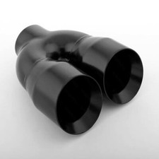 Black Dual Bevel 4 Out 3 In 9 Long Exhaust Tip Angle Cut 304 Stainless Steel