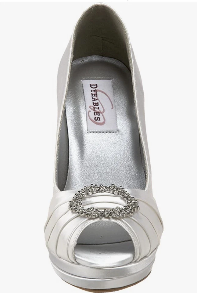 Dyeables Gianna Silver Satin Peep Toe Pumps w Rhinestones  - ￼Size 7 - New! Sexy - Image 4 of 4