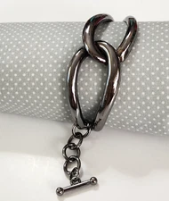 Gunmetal Large Link Bracelet Minimalist Industrial Fashion Biker Gothic Vampire