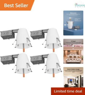 Sunco 4 Inch Recessed Can Lights LED IC Rated Air Tight Steel Ceiling Lighting