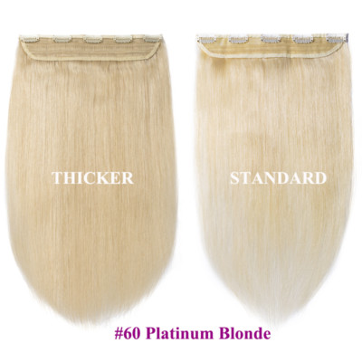 Ein Tressen 100% Remy Echthaar Clip In Extensions Haarverlängerung Glatt Tressen