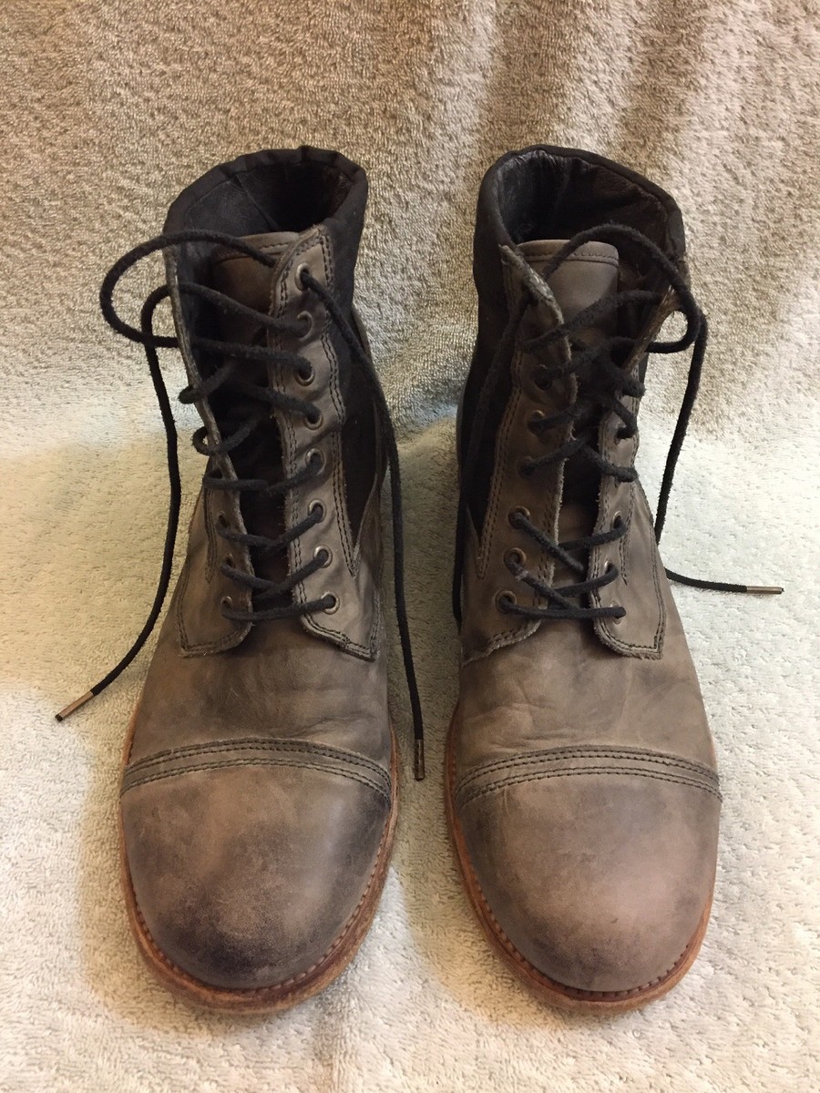 Allsaint Gray leather Captoe Jacks Place boot Men display picture 1