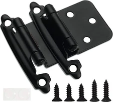 Decobasics 1/2" Overlay Matte Black Cabinet Hinges 10 Pair Self Closi...
