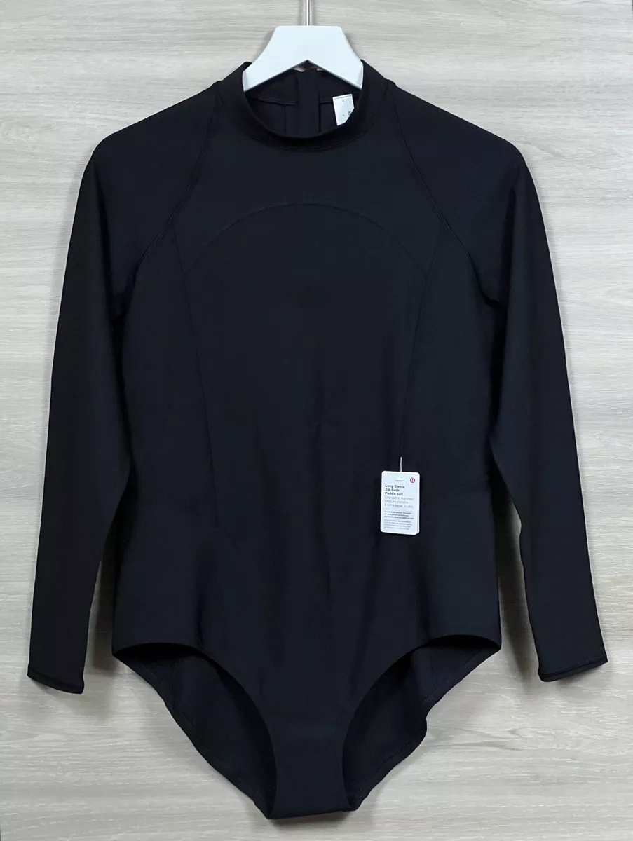 Lululemon Long Sleeve Zip Back Paddle Suit UVP Surf Swim Size 8 Black BLK