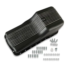 For 1962-82 SBF Ford Black Aluminum Oil Pan Retro Finned Front Sump 260 289 302