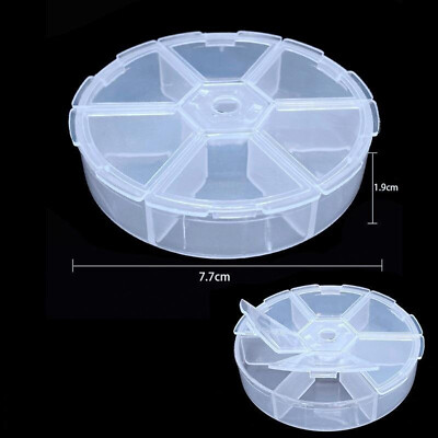 2 pcs Clear Round Beads Jewelry Display Box Case 6 Grids Storage Container 3.1''