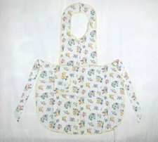 NOS Vtg 50s Fruit of the Loom Full Bib Apron Purple Dot Flowers RicRac Kitchen