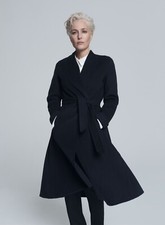 Winser London/gillian Anderson Swing Coat, Navy, Small, As Worn By Meghan Markle