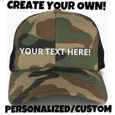 CUSTOM PERSONALIZED Camoflauge Embroidered Baseball Hats CAMO Caps EMBROIDERED