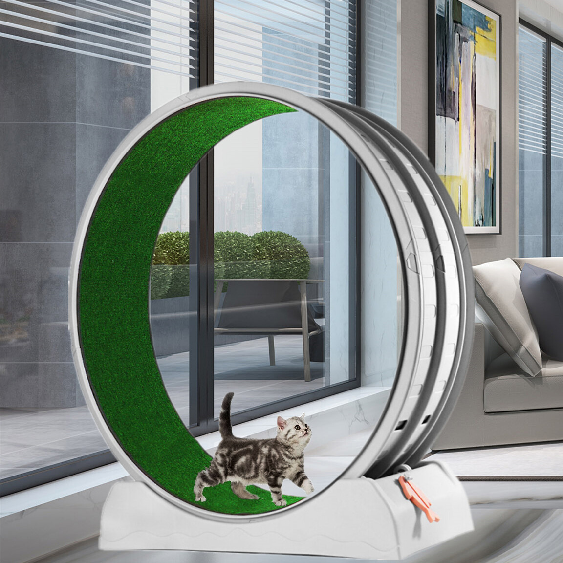 Rueda de Ejercicio para Gatos Cinta de Correr para Gatos de Interior Rueda para Correr con Alfombra