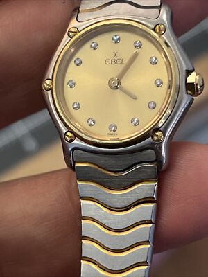 Ebel Sportwave 18k Diamond Two Tone Stainless Steel Watch 166901