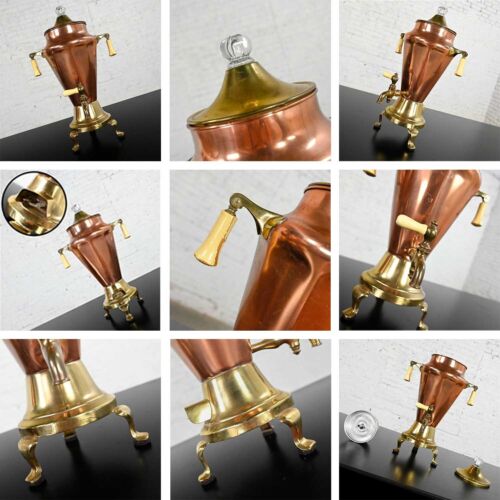 Vintage Art Deco Brass & Copper Coffee Urns Bakelite Handles Set of 4 - Picture 5 of 12