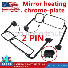 Pair Chrome Door Mirror Assembly w/Arm For 2003-2016 Freightliner M2 100 106