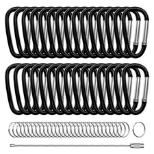30 Pcs Mini Aluminum Carabiners with Keyrings D Shape Carabiner Buckles for Keys