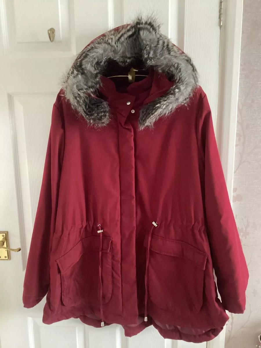 LADIES RED HOODED COAT by TOGETHER UK SIZE 20 UK