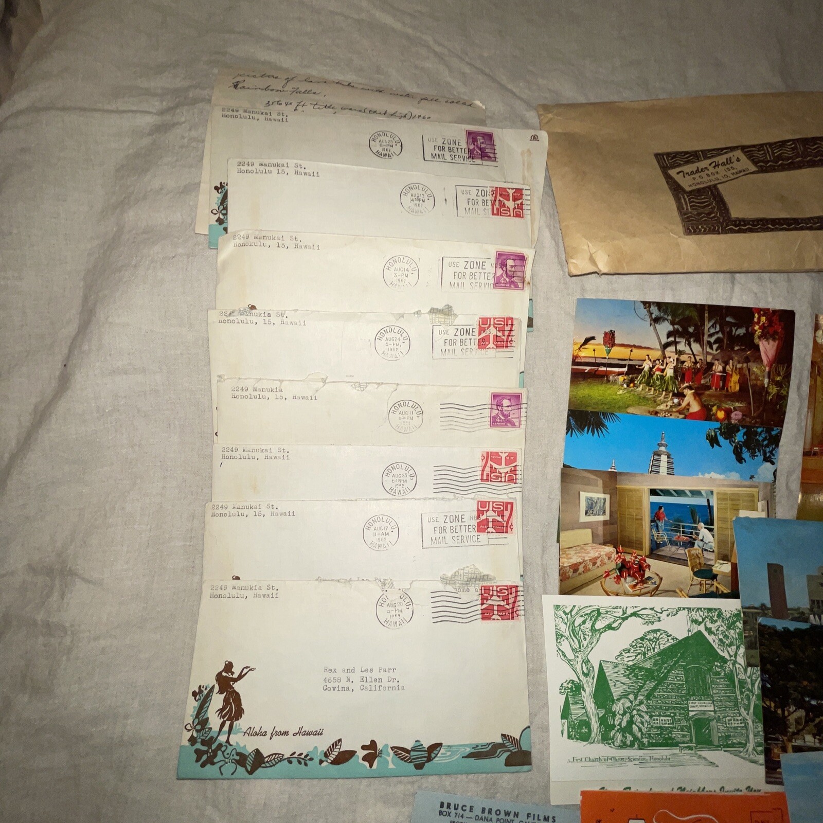 Vintage 1960’s Hawaii Vacation ephemera lot Postcards Airlines