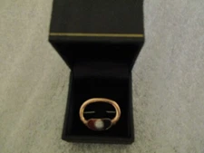 ANTIQUE JC&S 9KT YELLOW GOLD&STONE CRAVAT RING SCARF PIN BIRMINGHAM HALLMRK-3.9g