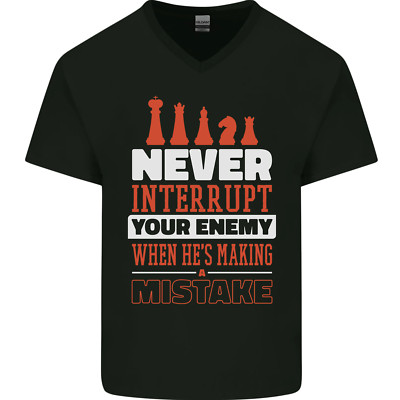 Lustiges Schach unterbreche nie deinen Feind Herren T-Shirt V-Ausschnitt Baumwolle